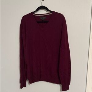 Kenneth Roberts Platinum Large V-Neck Sweater - Deep Red 100% Cashmere